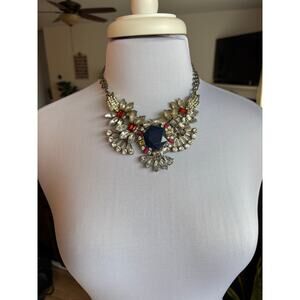 Pier 1 Bold Geometric Floral Glam Necklace Silver Accents Event Cocktail Evening